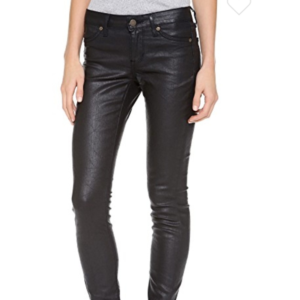 Rich and Skinny Black Waxed Jeans, Size 29